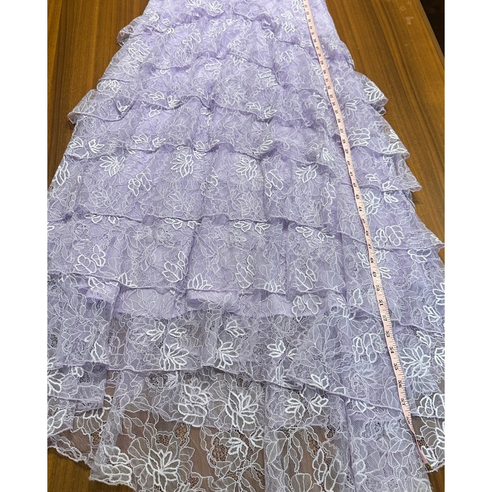 Sau Lee Lavender Lace Rosie Gown, Tiered Skirt Low Back‎ Boho Romantic Formal 10 - Picture 10 of 13